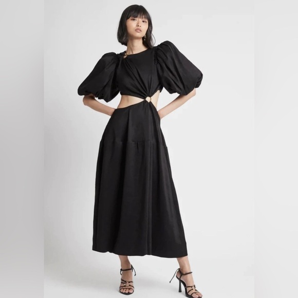 Aje Vanades Cut Out Ring Midi Dress in Black size AU 10, US 6 - Picture 1 of 8